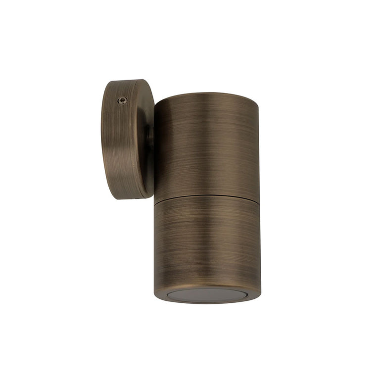 Poseidon 240V GU10 Fixed Wall Pillar Light Rustic Brass - PG1FBR