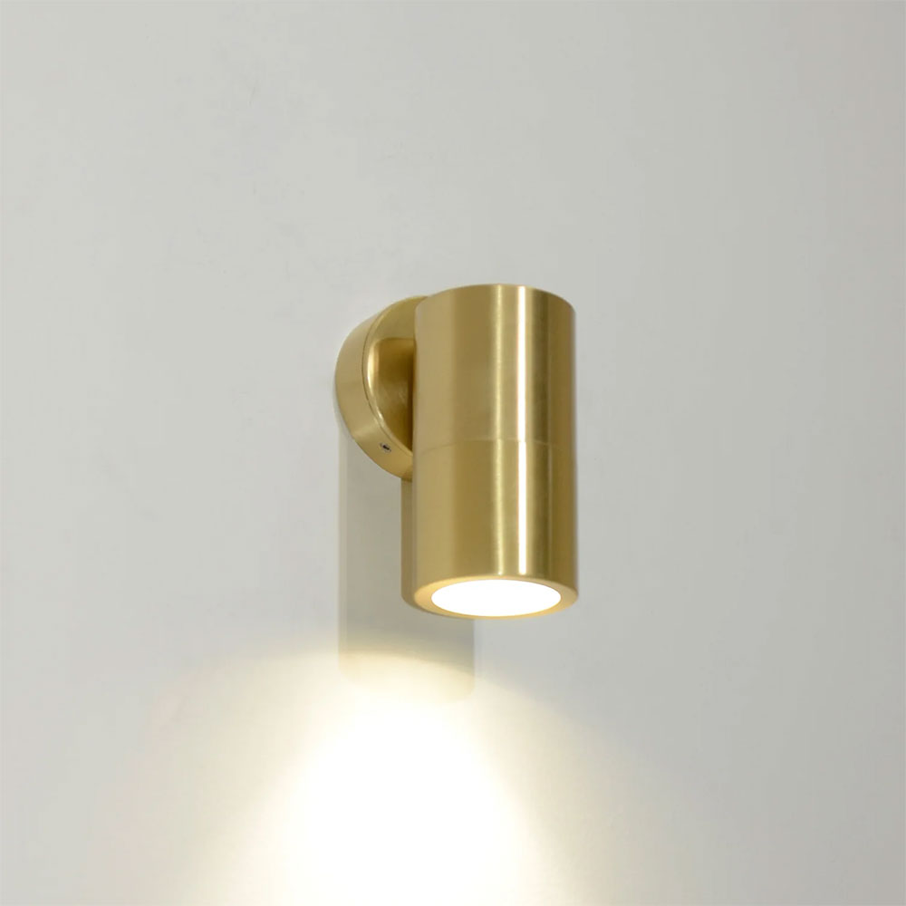 Poseidon 240V GU10 Fixed Wall Pillar Light Polished Brass - PG1FBR2
