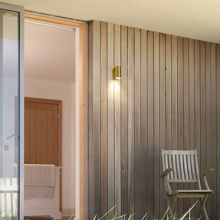 Poseidon 240V GU10 Fixed Wall Pillar Light Polished Brass - PG1FBR2