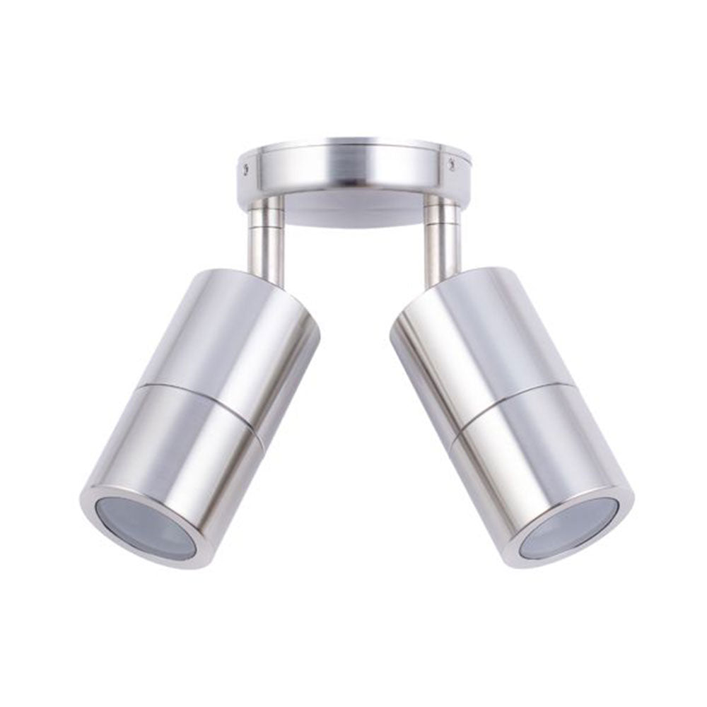 Poseidon 240V GU10 Double Adjustable Wall Pillar Light Stainless Steel - PG2ASS