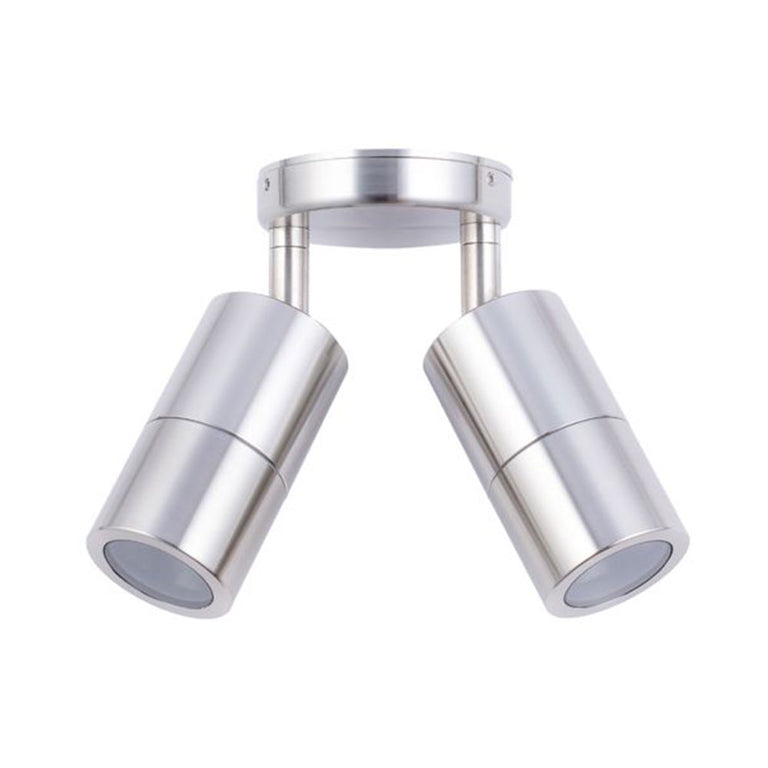 Poseidon 240V GU10 Double Adjustable Wall Pillar Light Stainless Steel - PG2ASS