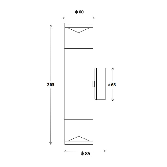 Phare 12V / 24V Up/Down Wall Pillar Light Black - PHARE01M