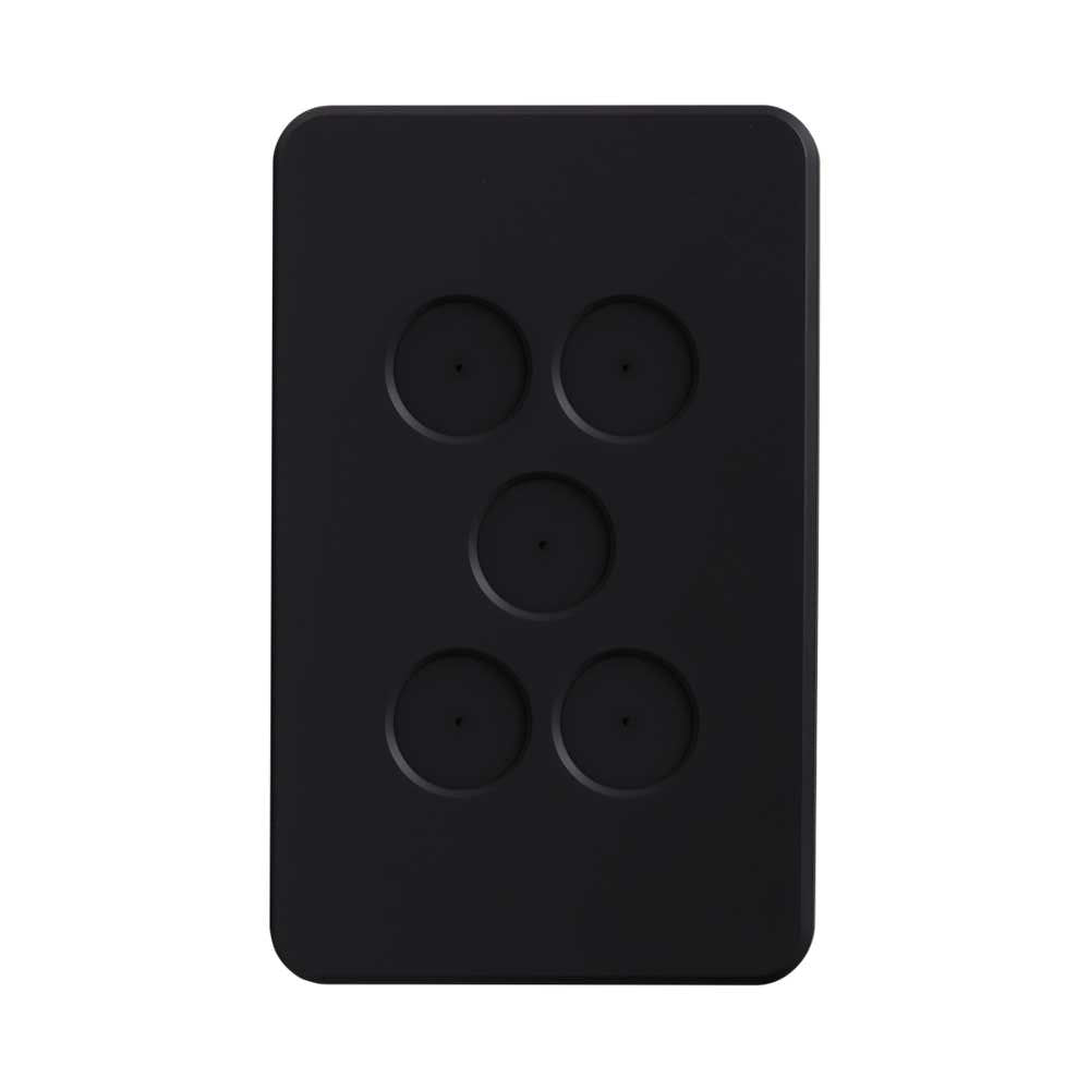Pixie Ambience 5 Gang Face Plate Only Semi Gloss Black - SWAC5SGB