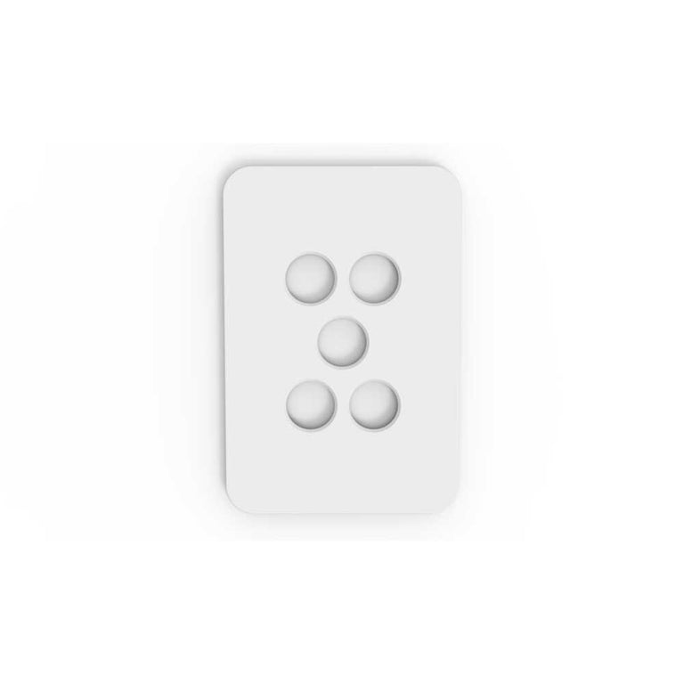 Pixie Ambience 5 Gang XL Face Plate Only Semi Gloss White - SWALC5GW
