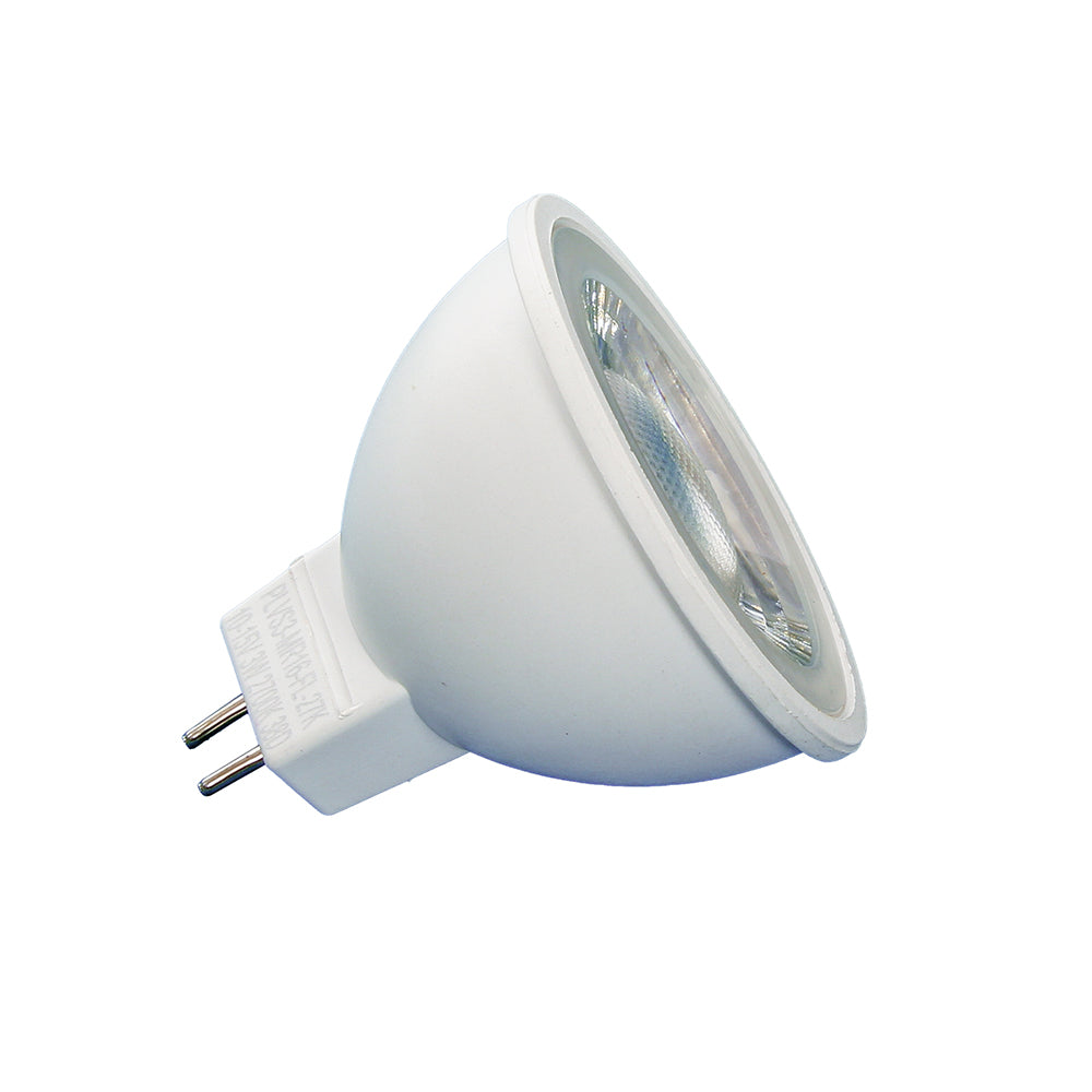High Output 12V AC / DC 3W MR16 38° LED Globe Warm White - PLVS3-MR16-FL-27K