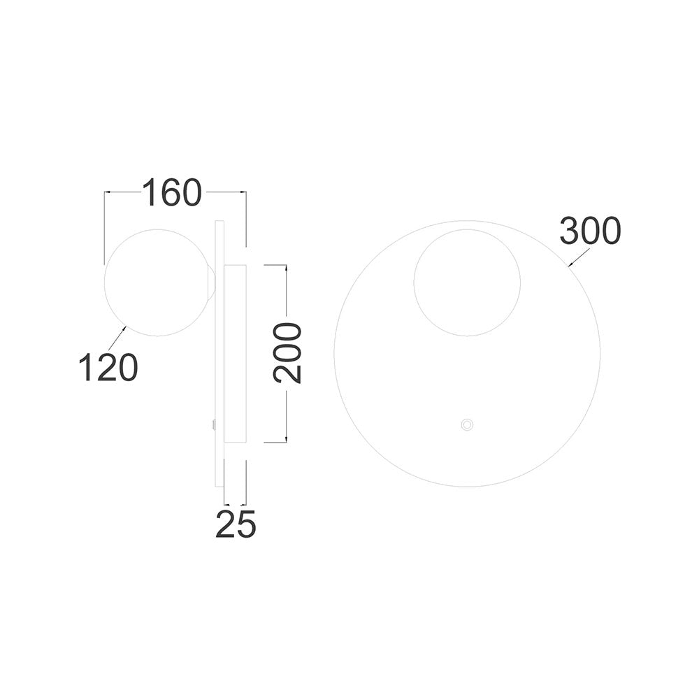 Interior Round Travertine Base With Beige Finish & Round Opal Diffuser Wall Light - POI2