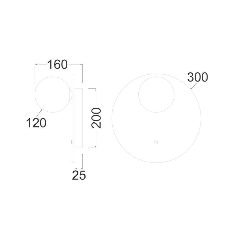 Interior Round Travertine Base With Beige Finish & Round Opal Diffuser Wall Light - POI2