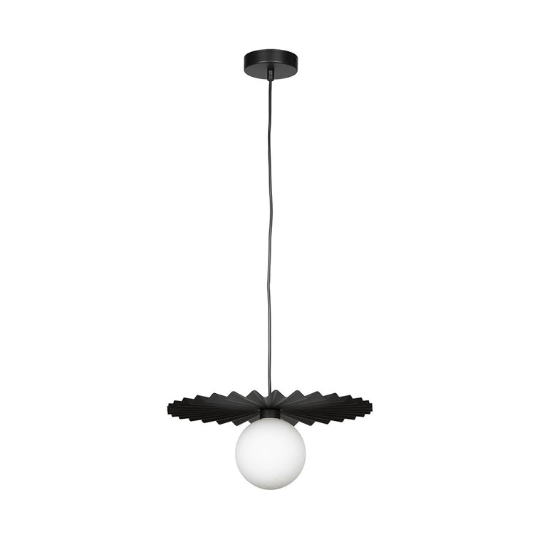 Portobello 350mm Pleated Decorative Disk Cord Pendant Black - PORTOBELLO -1Pdt D350 Black