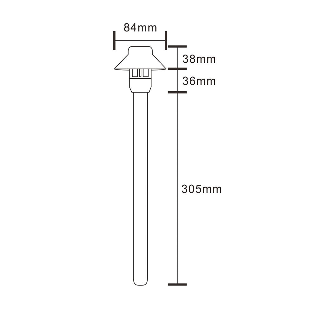 Wydra 3.5W LED 12V AC / DC Cast Aluminium 305mm Path Light Black / Warm White - PPL1301BK-12-PLV3-G4-27K