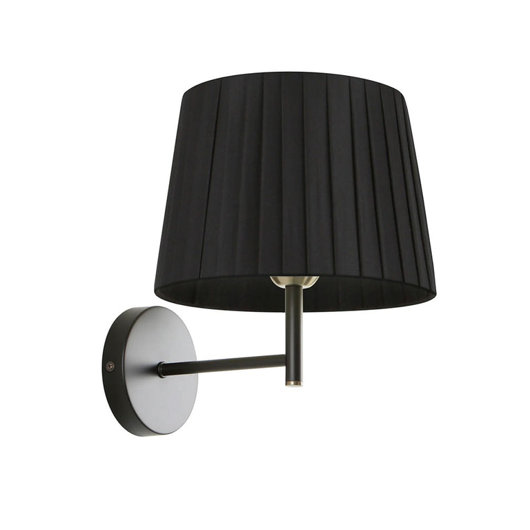 Interior Slanted Pleated Fabric Shade Wall Light Black - PREGA-W1