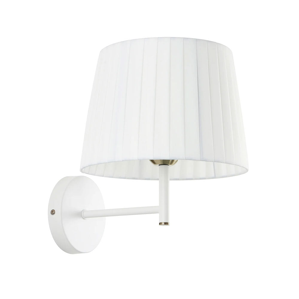 Interior Slanted Pleated Fabric Shade Wall Light White - PREGA-W2
