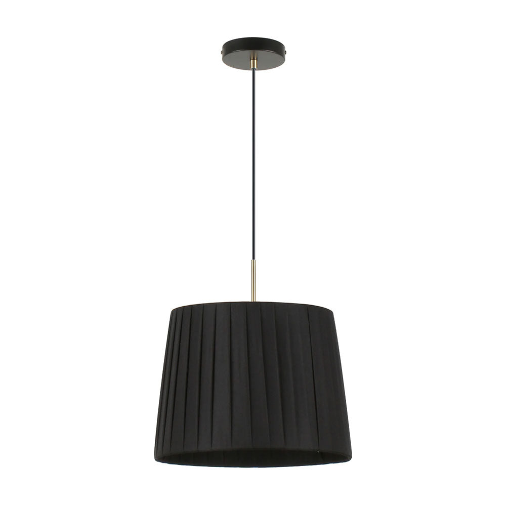 Interior Slanted Pleated Fabric Shade Pendant Black - PREGA1