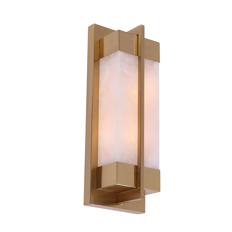 Puente Interior Rectangular Marble with Brass Highlight Wall Light - PUENTE1
