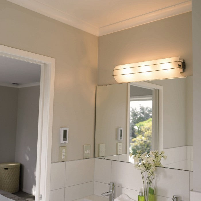Euro Glass Wall Light Satin Chrome / White - WL3413