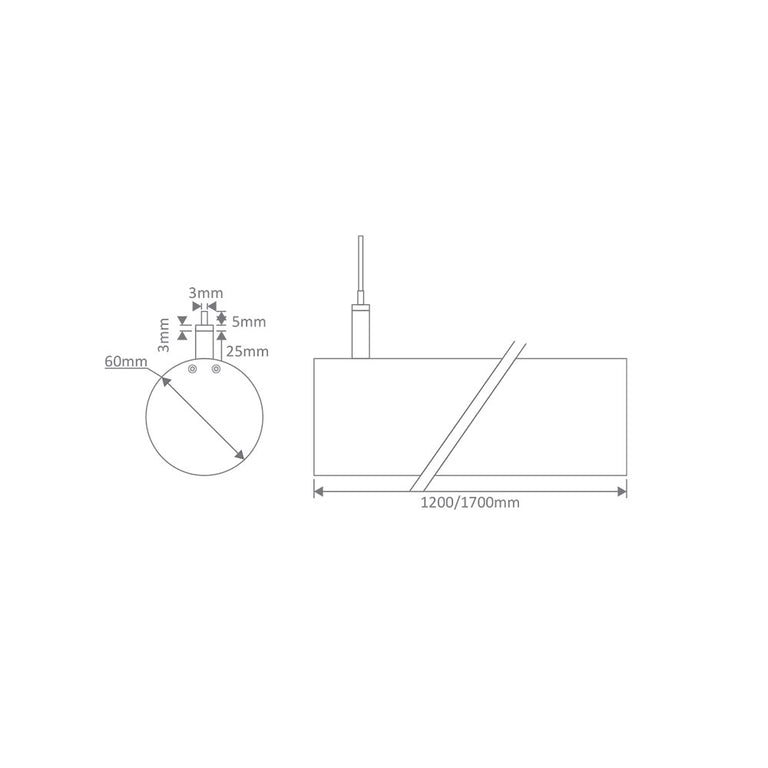Pipe-60 21W LED Linear Pendant 1.2M Black / Neutral White - 23116
