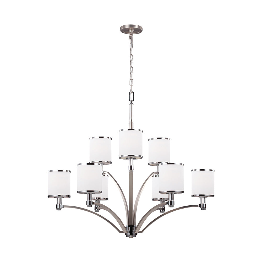 Prospect Park 9 Light Chandelier Satin Nickel / Chrome - FE-PROSPECT-PARK9