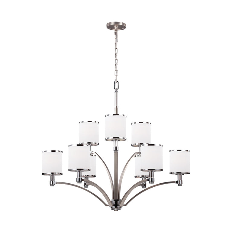 Prospect Park 9 Light Chandelier Satin Nickel / Chrome - FE-PROSPECT-PARK9