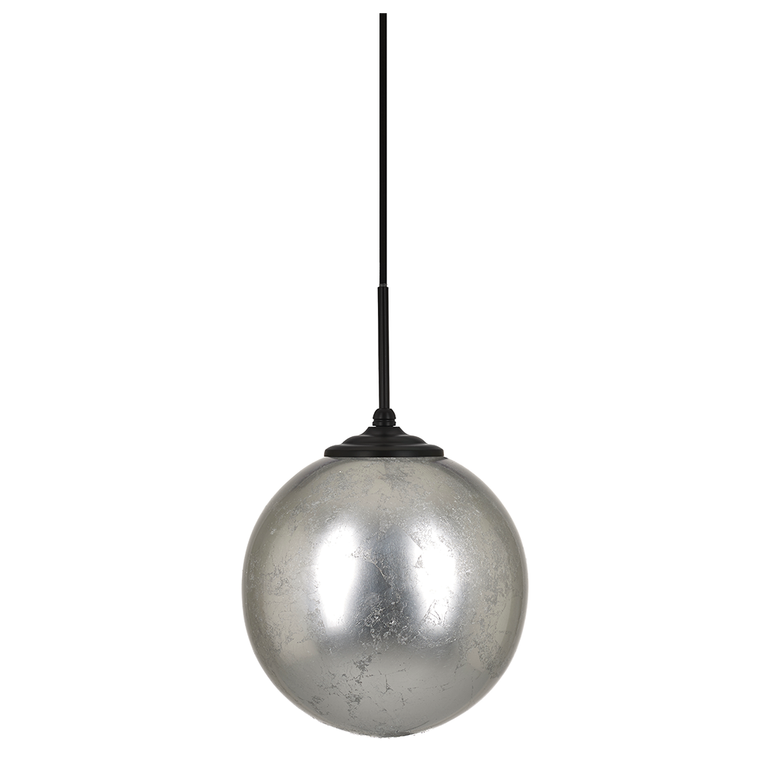 Sophia 1 Light Glass Globe Pendant Silver Metallic / Black - Q211 + CGK-BL