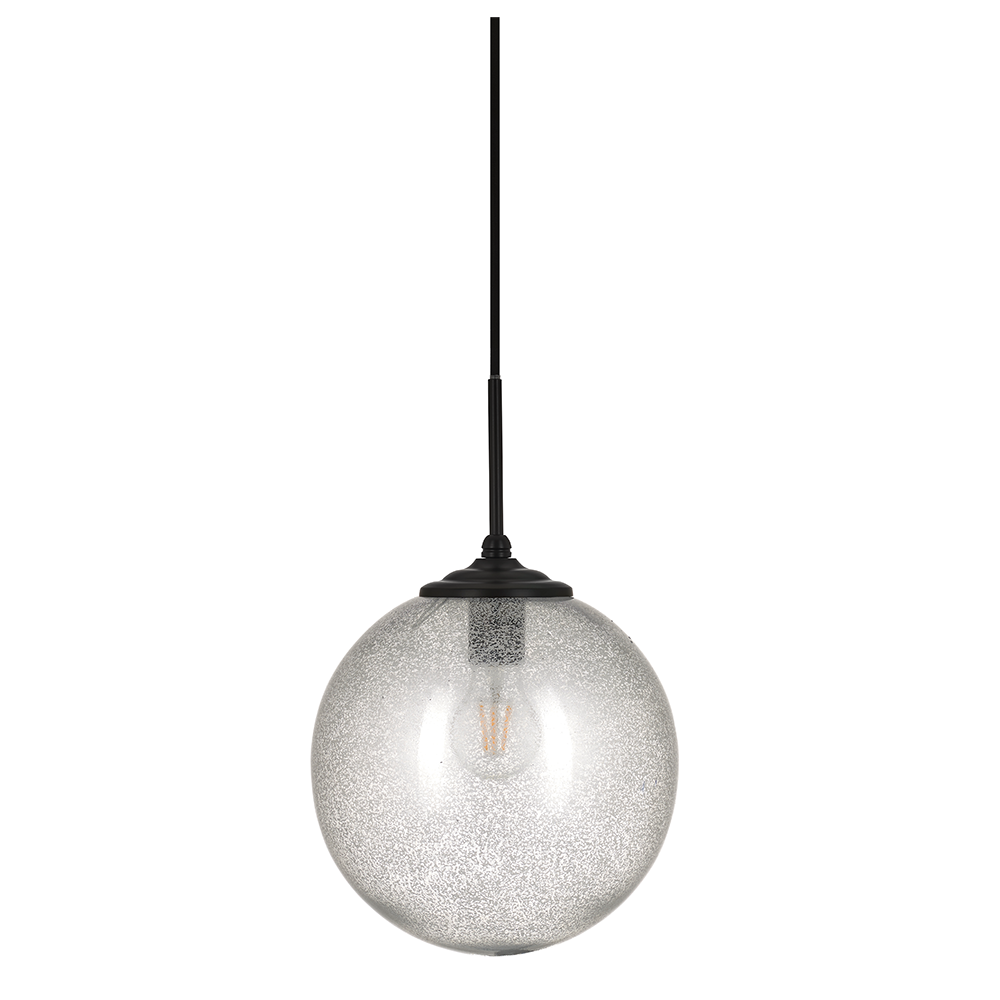 Sophia 1 Light Glass Globe Pendant Silver Mist / Black - Q223 + CGK-BL