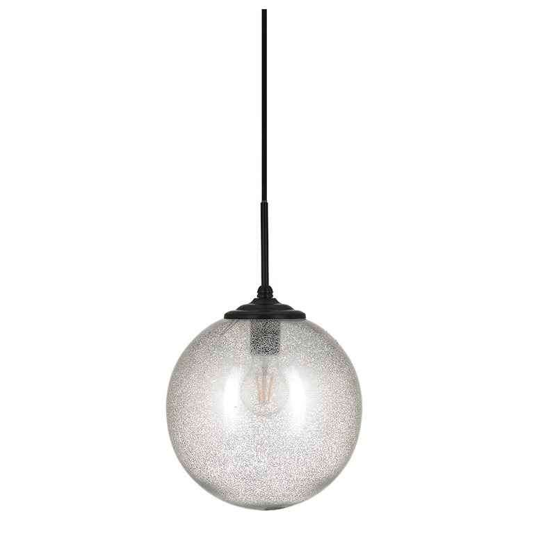 Sophia 1 Light Glass Globe Pendant Silver Mist / Black - Q223 + CGK-BL