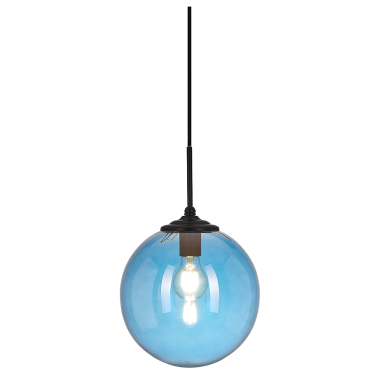 Sophia 1 Light Glass Globe Pendant Blue / Black - Q317 + CGK-BL