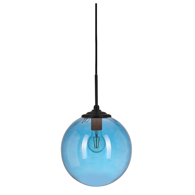 Sophia 1 Light Glass Globe Pendant Blue / Black - Q317 + CGK-BL