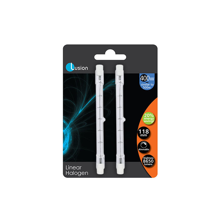 Halogen Linear 240V 118mm Double Ended 400W Lamp - QI400W118MMBP2 (Twin Pack)