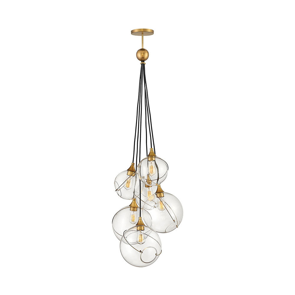 Skye 6 Light 24" Heritage Pendant Light Brass / Black - QN-SKYE-6P