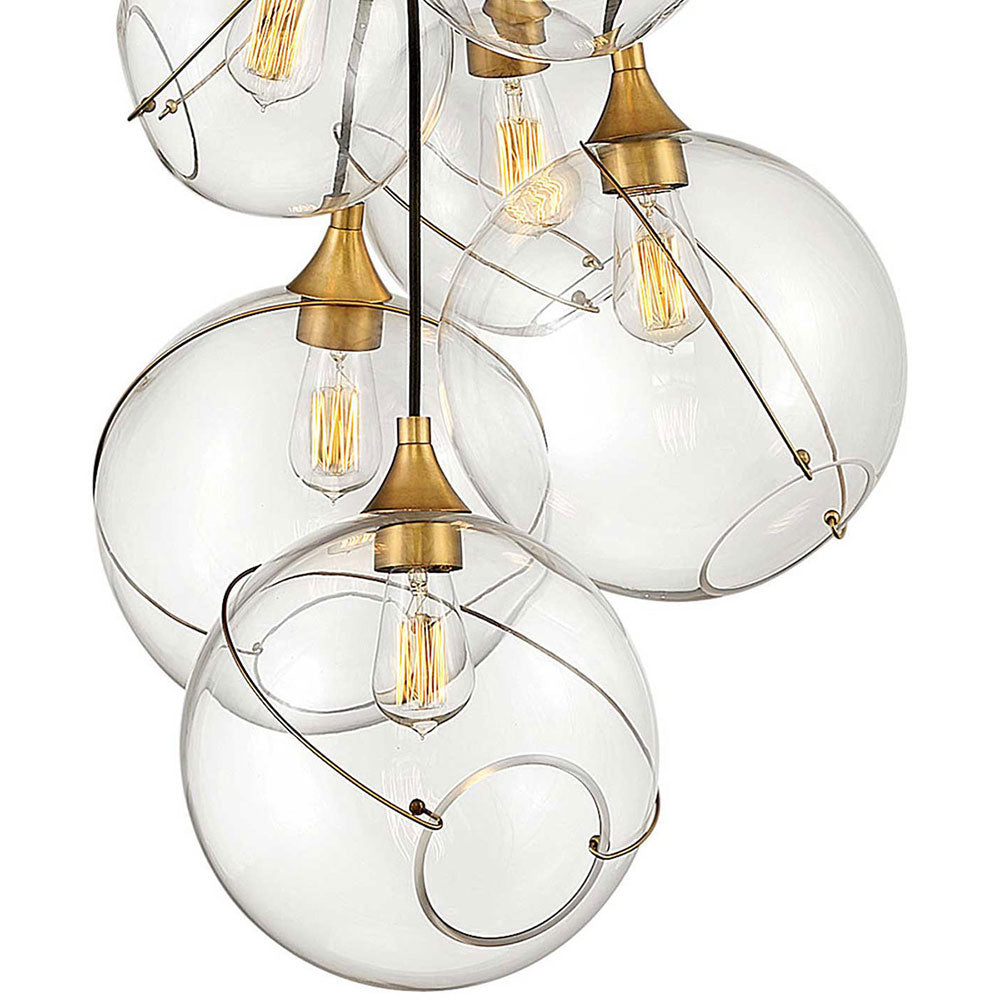 Skye 6 Light 24" Heritage Pendant Light Brass / Black - QN-SKYE-6P