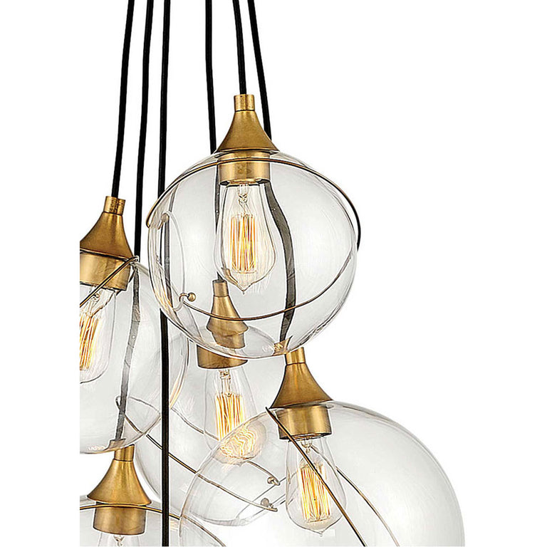Skye 6 Light 24" Heritage Pendant Light Brass / Black - QN-SKYE-6P