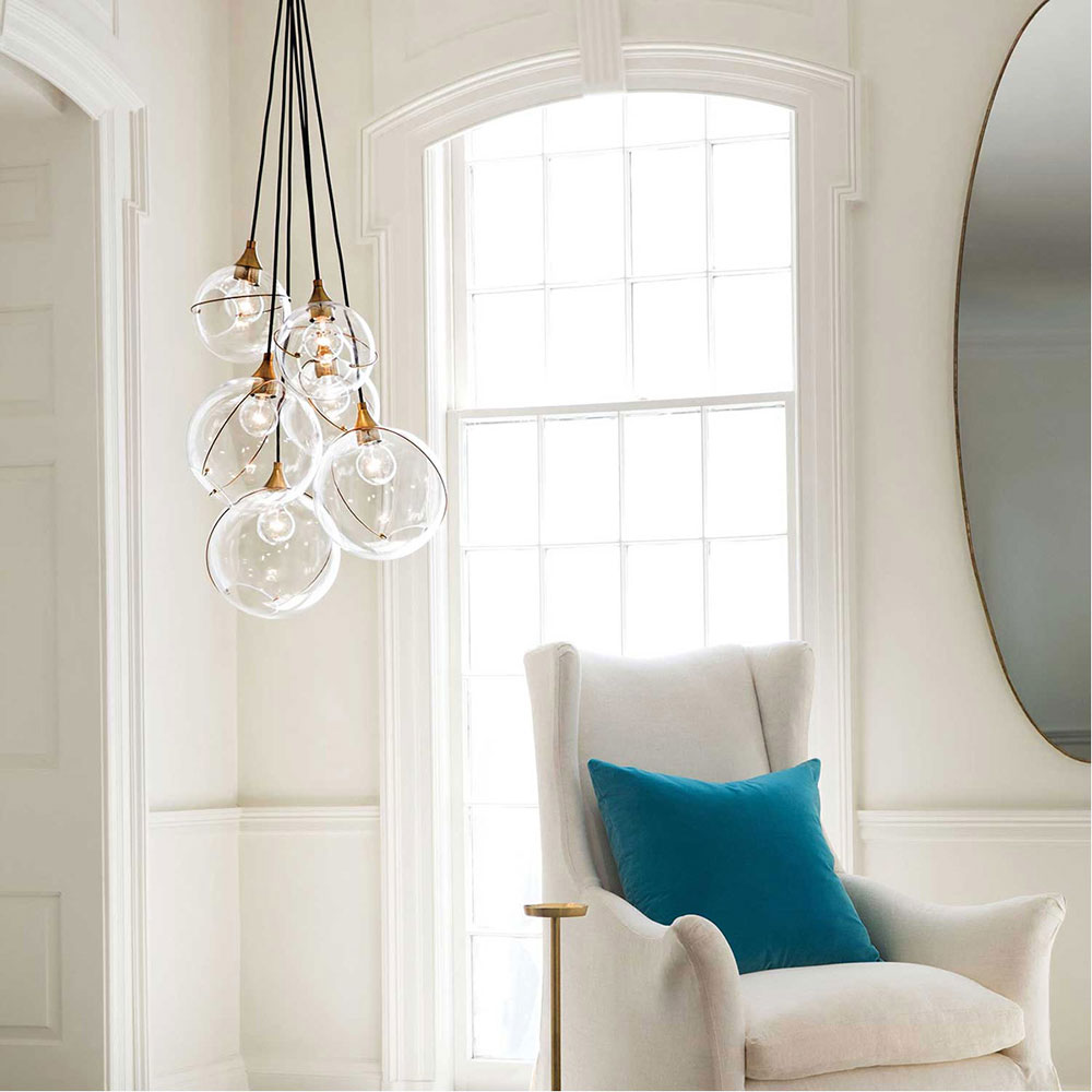 Skye 6 Light 24" Heritage Pendant Light Brass / Black - QN-SKYE-6P