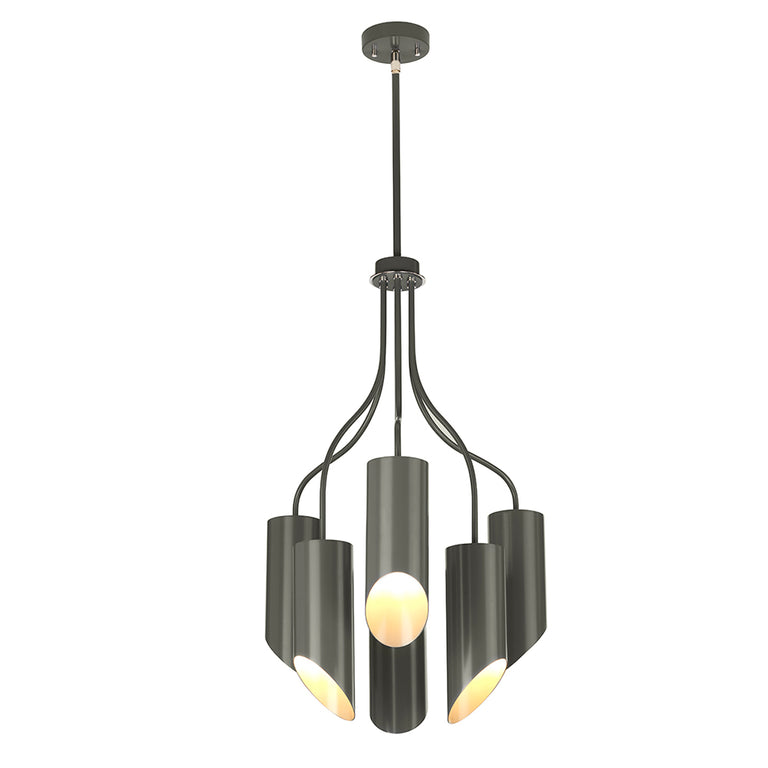 Quinto 6 Light Chandelier Dark Grey / Polished Nickel - QUINTO6-GPN