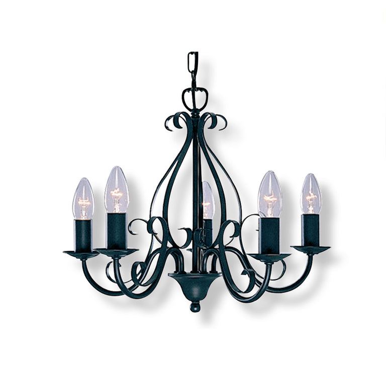 Ambrosia 5 Light Candelabra Pendant Black - R1895-5P-BL