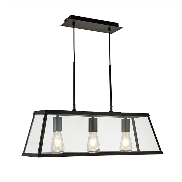Decorative 3 Light Industrial Pendant Black - R4613-BL