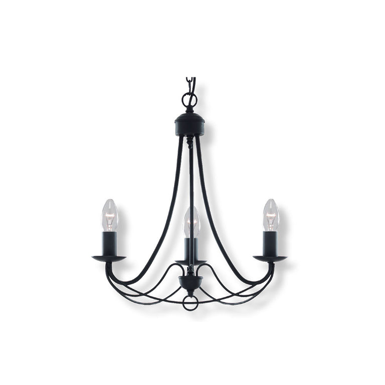 Maypole 3 Light Candelabra Pendant Black - R6343-3P-BL