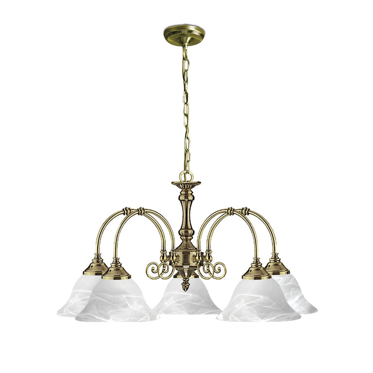 Heritage 5 Light Chandelier Antique Brass - R9355-5P-AB
