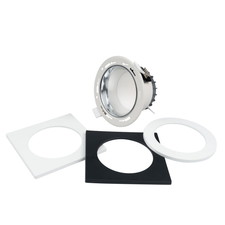 Renmark 35W / 50W LED Downlight Black Square Plate / Tri-Colour - S9084R50TC/DP + S9084SQ/BK/P