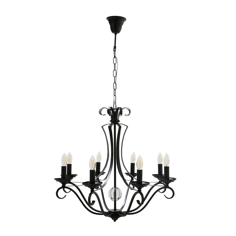 Rialto 8 Light Candelabra Pendant Black - RIALTO-8L Black