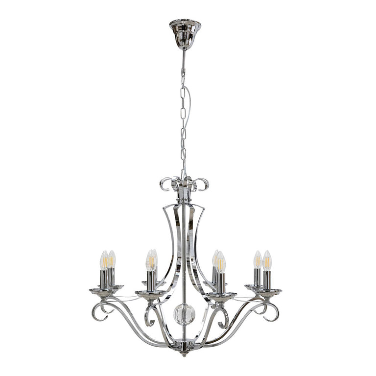 Rialto 8 Light Candelabra Pendant Chrome - RIALTO-8L Chrome