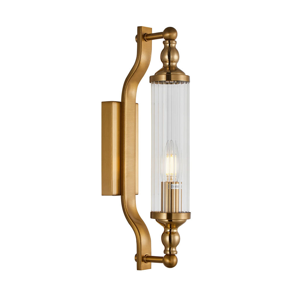 Rodillo Interior Tubular Clear Glass Wall Light Antique Brass - RODILLO1