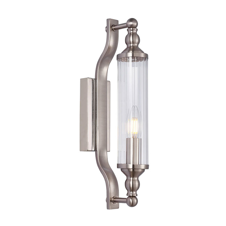 Rodillo Interior Tubular Clear Glass Wall Light Satin Chrome - RODILLO3