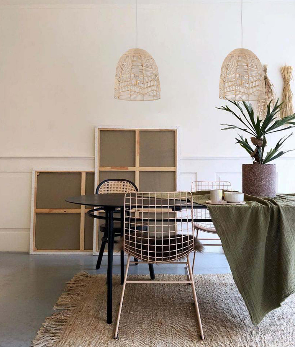 Ellipse Shape Rattan Pendant Natural - ROTA1