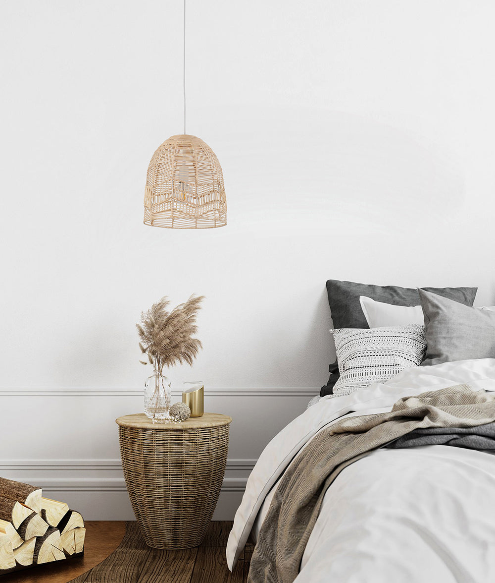 Ellipse Shape Rattan Pendant Natural - ROTA1