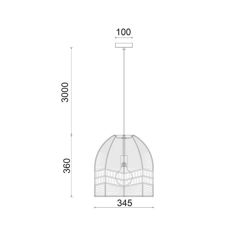 Ellipse Shape Rattan Pendant Natural - ROTA1