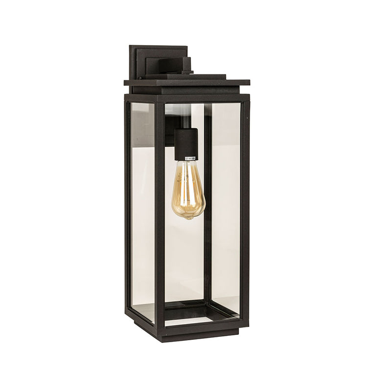 Rolano Large Outdoor Wall Light Black With Clear - ROLANO-Large Clear Black