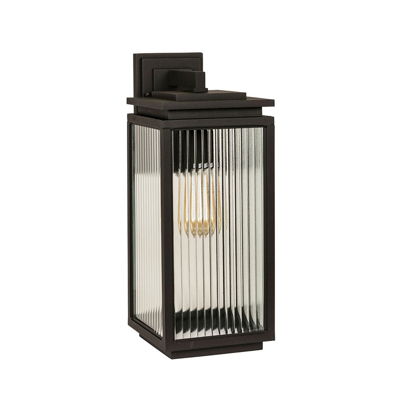Rolano Medium Outdoor Wall Light Black With Ribbed - ROLANO-Medium Ribbed Black