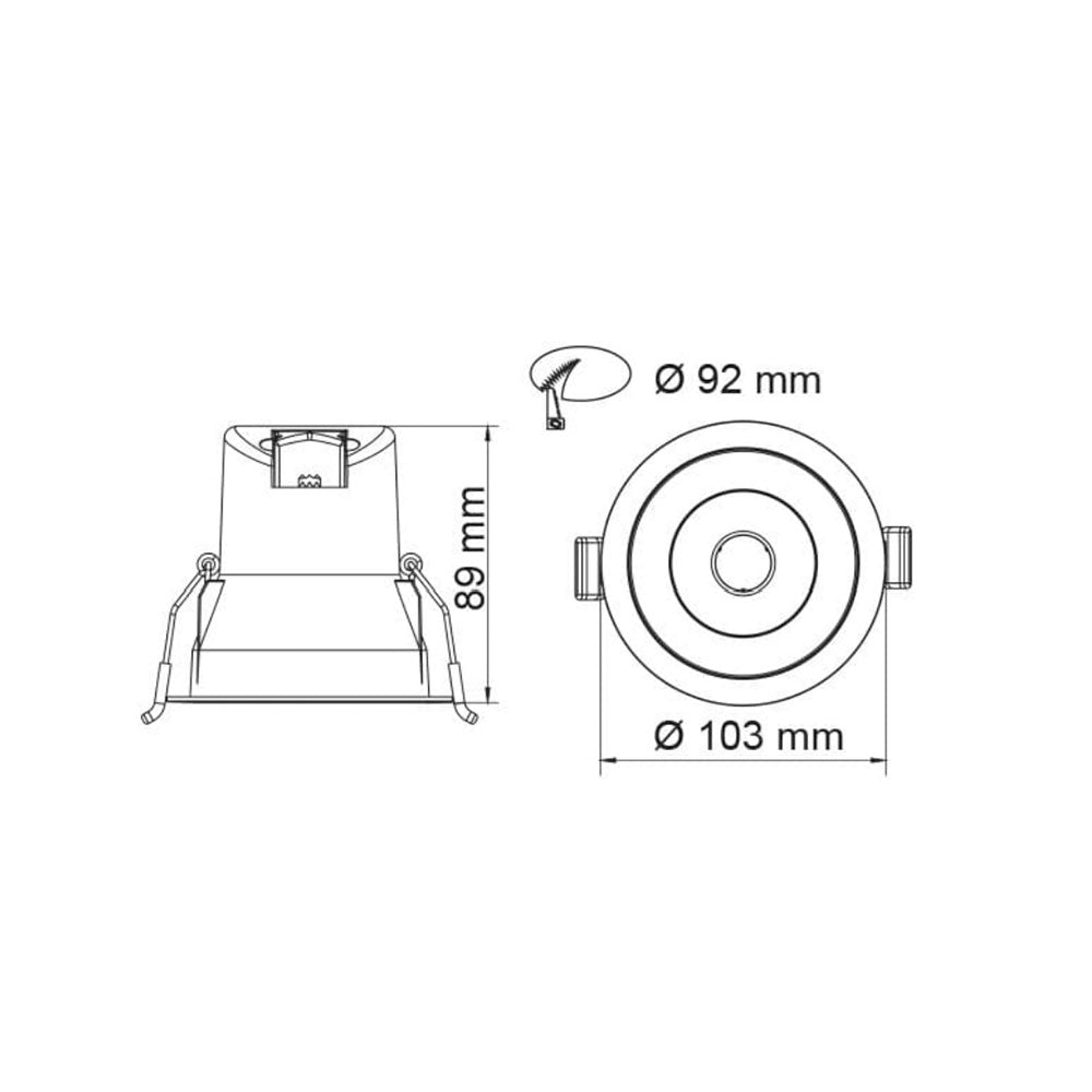 Coolum PLus 9W LED FlickerGUARD Dimmable Downlight White / Tri-Colour - S9068TC/WH/FG