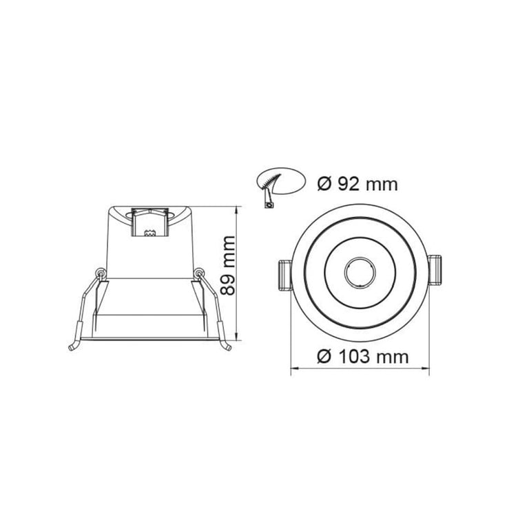 Coolum PLus 9W LED FlickerGUARD Dimmable Downlight White / Tri-Colour - S9068TC/WH/FG