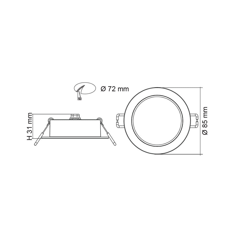 Trader Round 8W Dimmable LED Downlight White / Tri Colour - S9140TC2WH