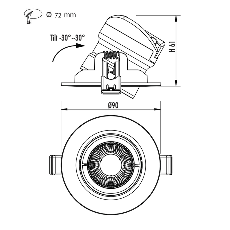 Coolum Plus 6W Centre Tilt Dimmable LED Downlight White / Tri-Colour - S9167TC/WH